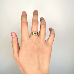 Bague rétro en or, émeraude et diamants