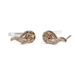 Boucles d'oreilles dormeuses diamants en or jaune et platine