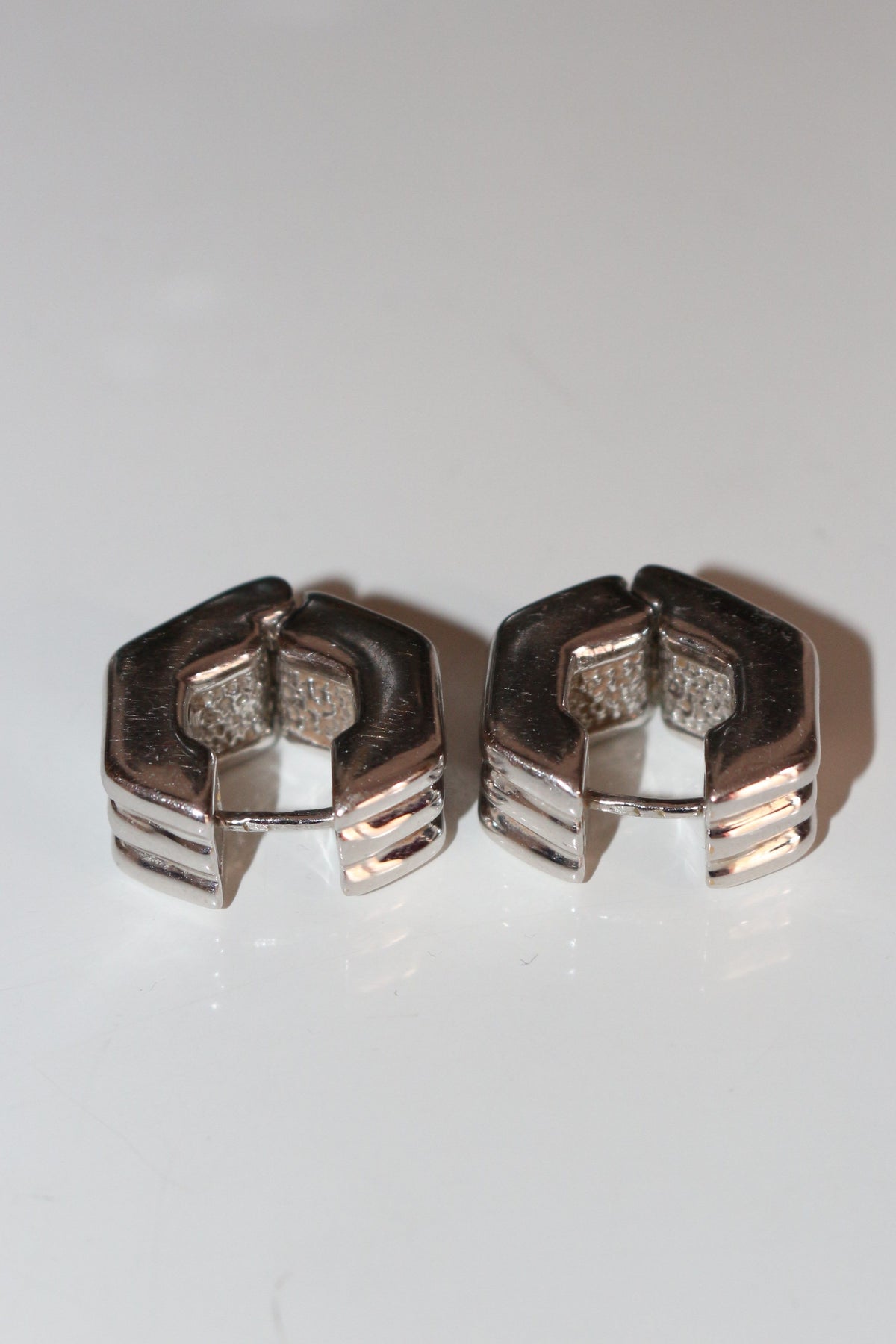 Chimento Boucles Pour Oreilles Percées Vintage En Or Blanc