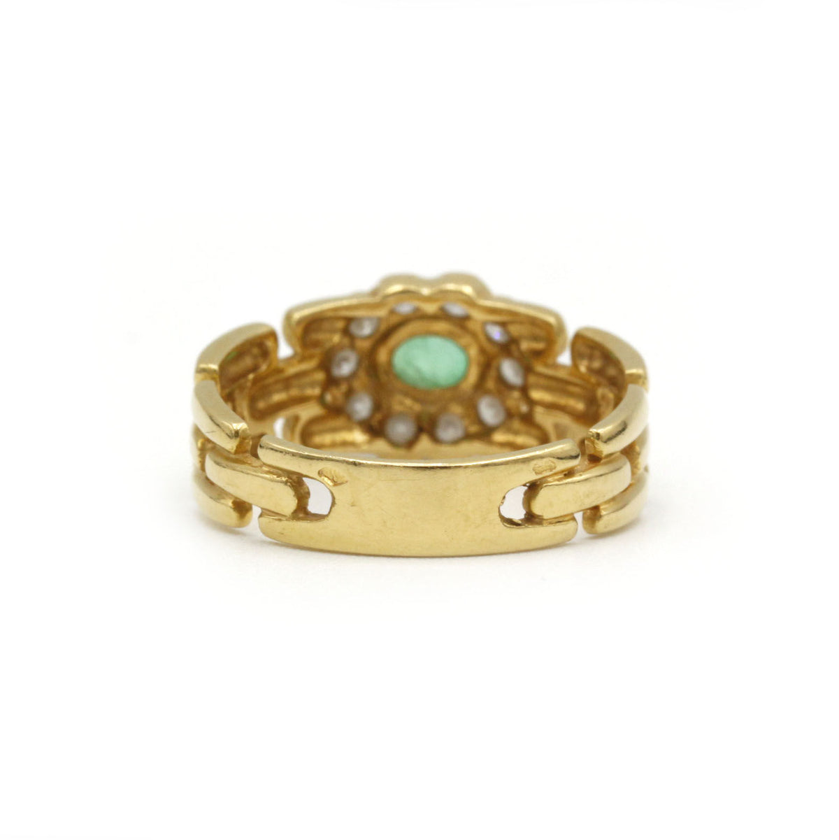 Bague rétro en or, émeraude et diamants
