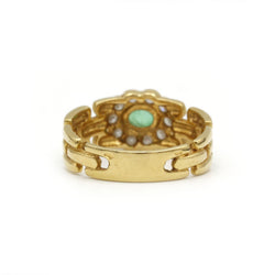 Bague rétro en or, émeraude et diamants