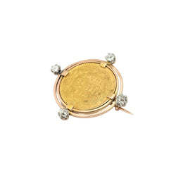 Broche en or jaune Médaille Pape diamants