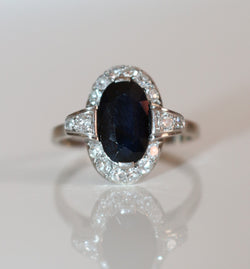 Bague Art Déco Saphir Et Diamants