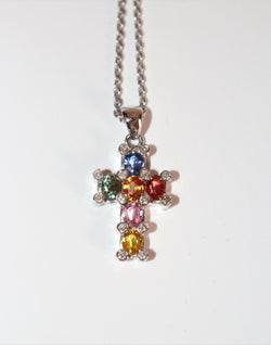 Collier Croix saphirs Or Blanc
