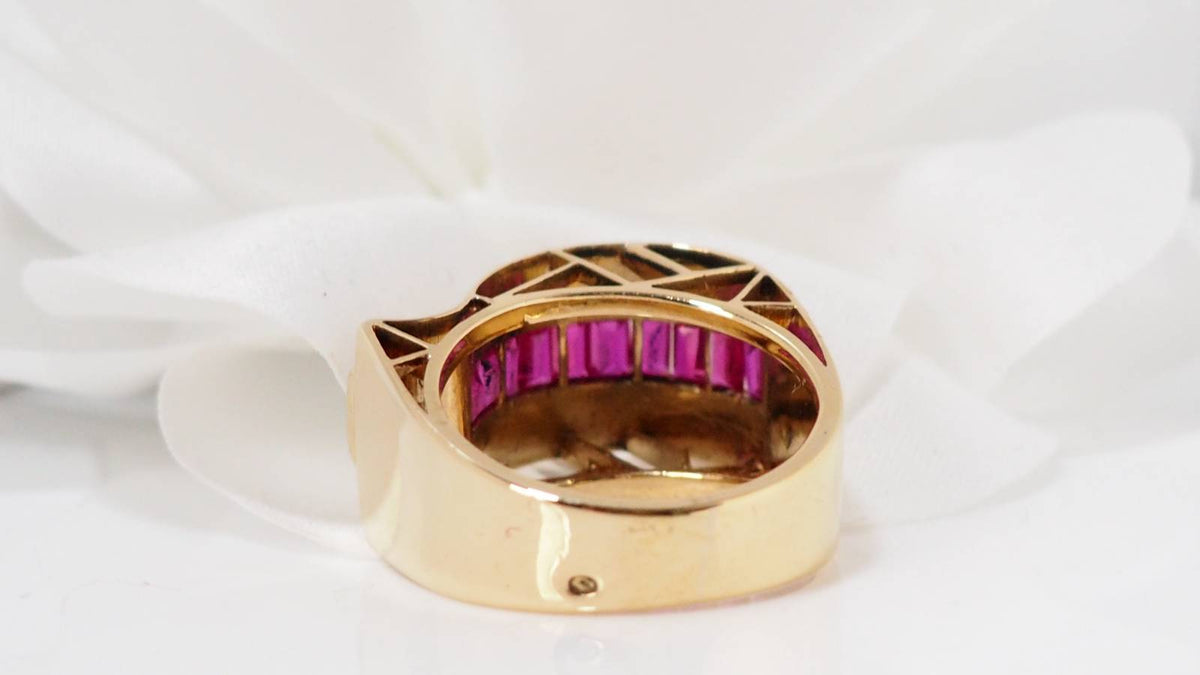 Bague tank en or jaune et diamant