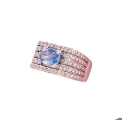 Bague Tank en or blanc 18k saphir et diamants