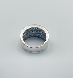 Bague bandeau diamants blancs et noirs