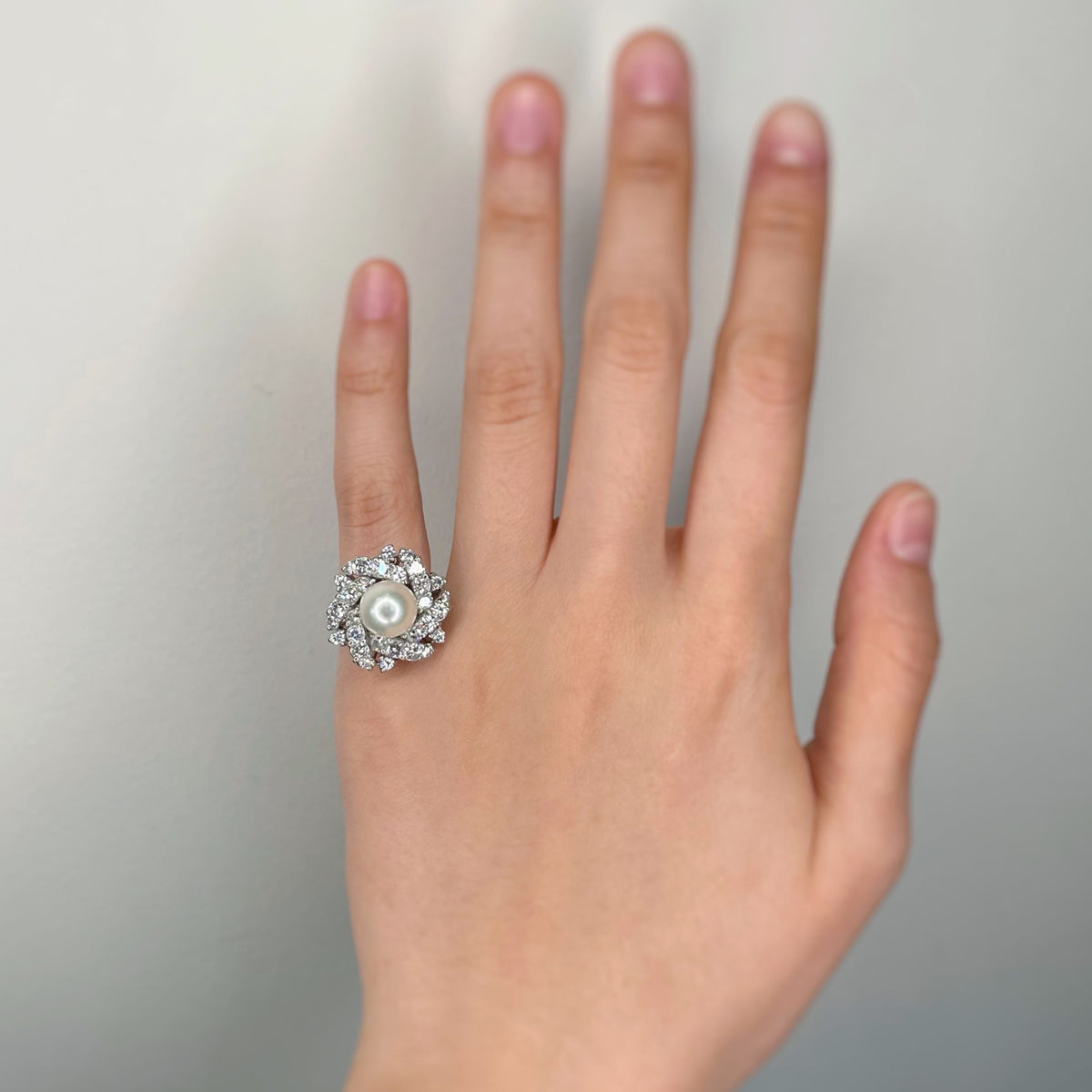 Bague - Platine, Diamants & Perle
