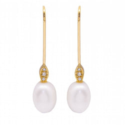 Boucles d'oreilles ovales en perles et diamants