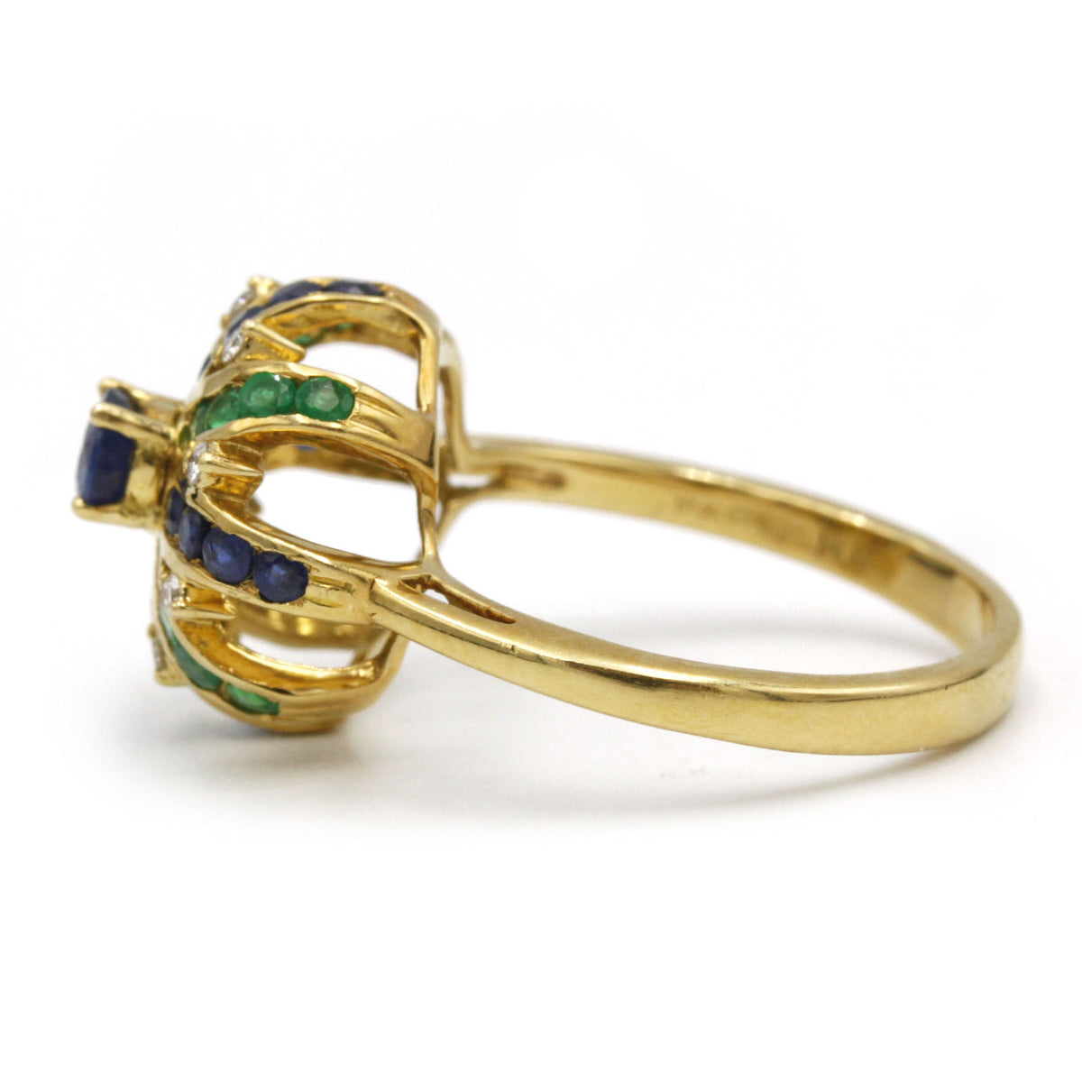 Bague - Or, Diamants, Emeraudes & Saphirs