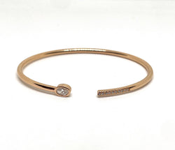 Bracelet jonc ouvert or rose et diamants