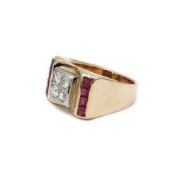 Bague TANK - Or, diamants et rubis
