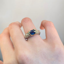 Bague - Or, diamants et Saphir
