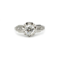 Solitaire accompagné - Platine & Diamants