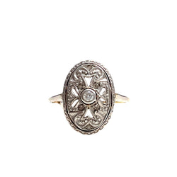 SORTIJA de PLATINO y ORO 18 kts ART DECO AÑOS 1930-35  con DIAMANTES