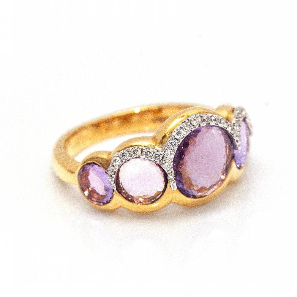 Bague en or rose avec améthyste