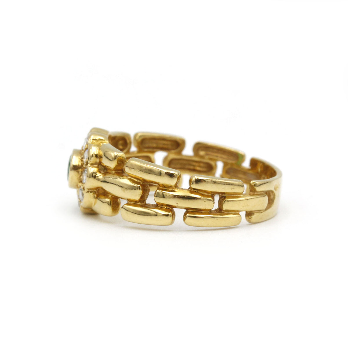 Bague rétro en or, émeraude et diamants