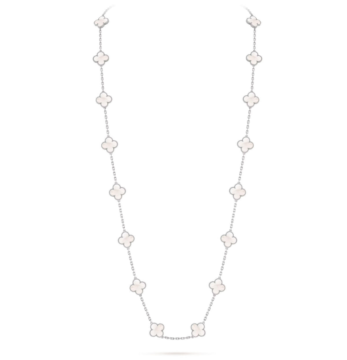 Sautoir Van Cleef et Arpels Alhambra or blanc 750 et nacre