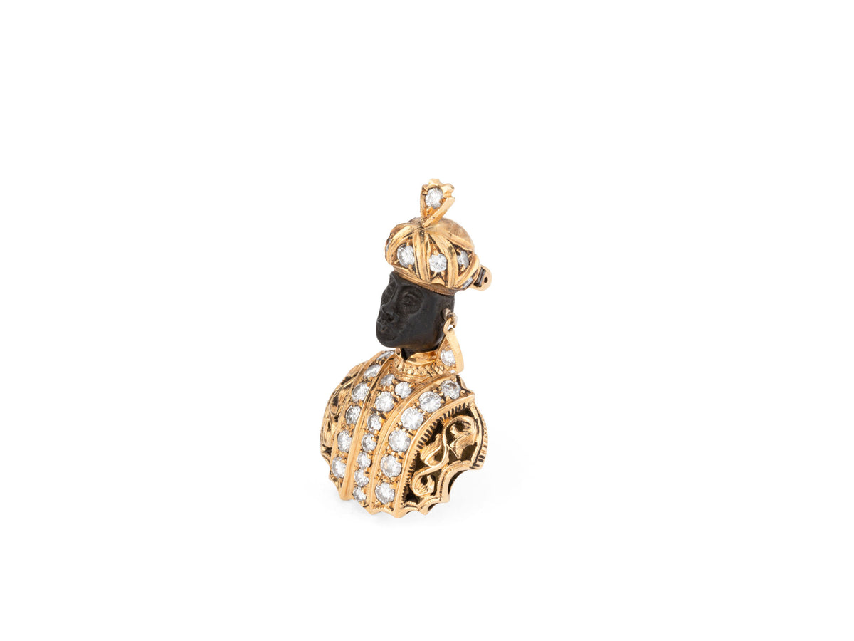 Broche NARDI Maure en or jaune, ébène et diamants