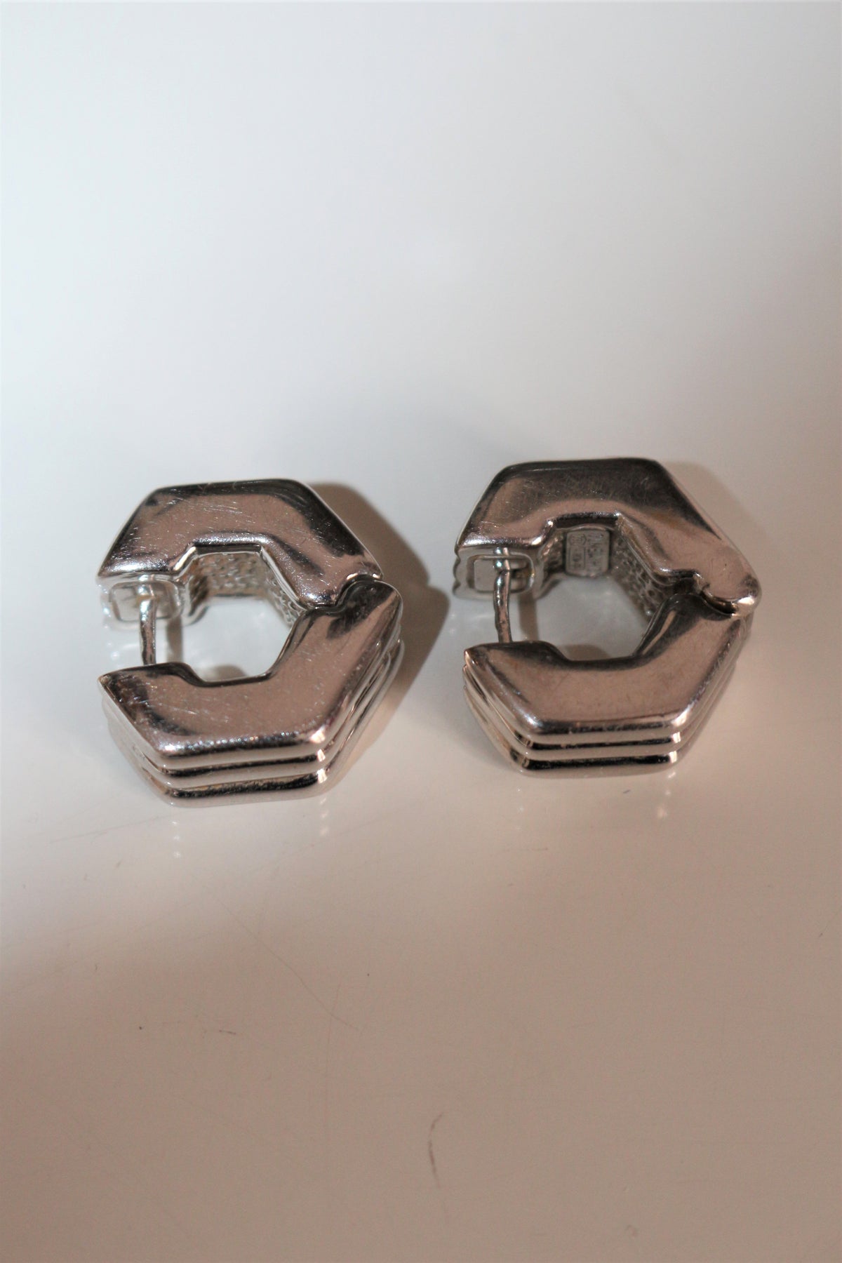 Chimento Boucles Pour Oreilles Percées Vintage En Or Blanc