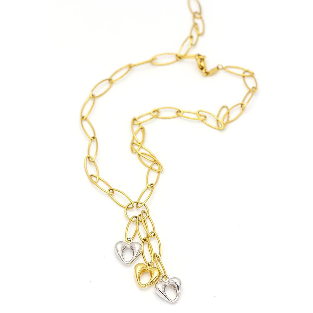 Collier en or bicolore avec des cœurs