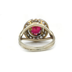 Bague - Or jaune, grenat et diamants