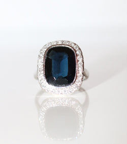 Bague Art Déco Saphir Diamants Platine