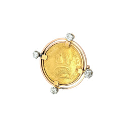 Broche en or jaune Médaille Pape diamants