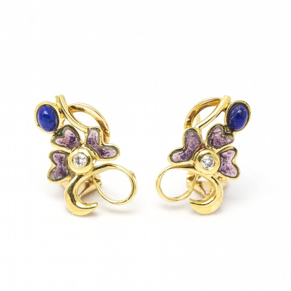 Pendientes Lapislazuli, Esmalte y Diamantes.