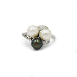 Bague - Or, diamants & perles