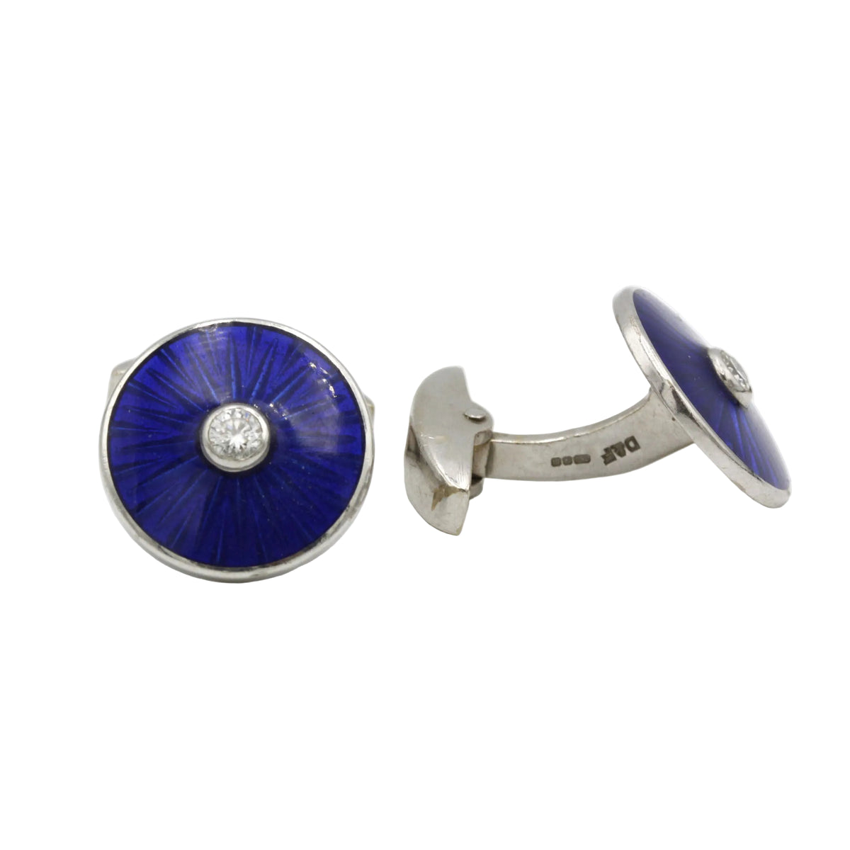 Boutons de manchettes - Or, émail et diamants