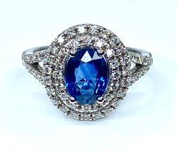 Bague en or blanc 18 carats en saphir et diamants
