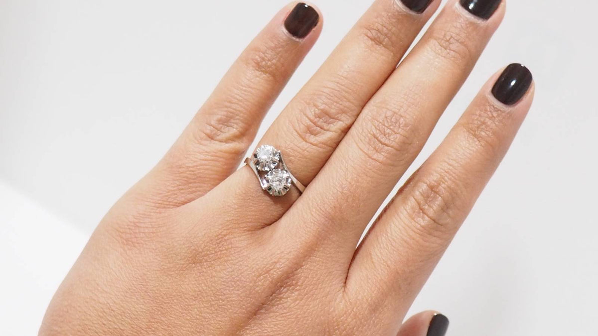 Bague Toi et Moi en or gris et diamants
