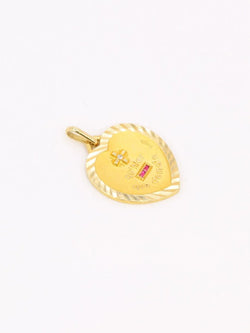 Médaille amour AUGIS coeur strié plus qu'hier moins que demain or jaune diamant rubis - Castafiore