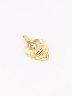 Médaille amour AUGIS coeur strié Plus qu'hier moins que demain or jaune rubis - Castafiore
