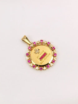 Médaille Amour AUGIS entourage coeur rubis Plus qu’hier moins que demain diamant rubis - Castafiore