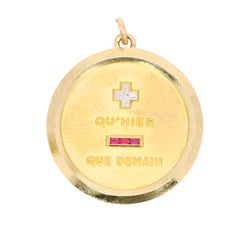 Medaille Amour Augis JUMBO Plus qu'hier moins que demain or jaune diamants rubis - Castafiore
