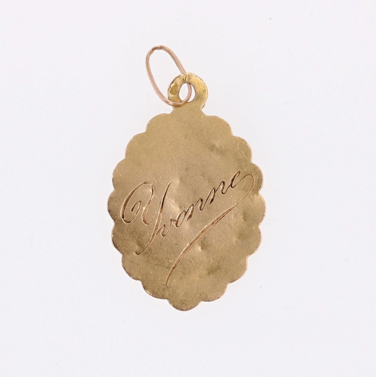 Médaille ancienne ovale polylobée Vierge Marie - Castafiore