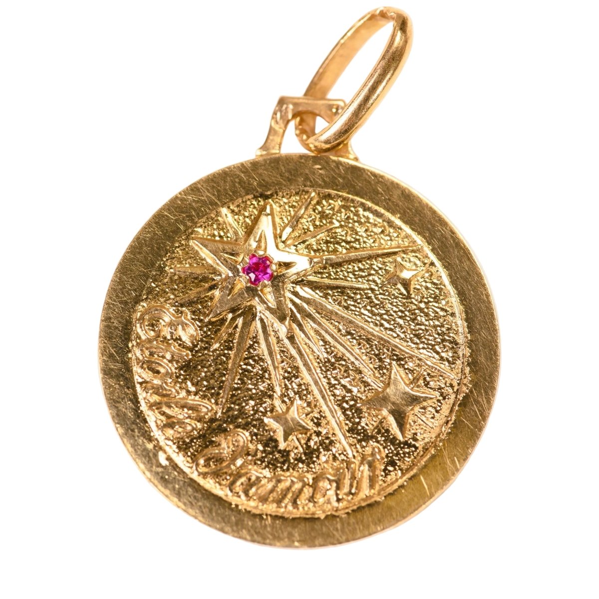 Médaille "Etoile d'amour" en or jaune et rubis - Castafiore