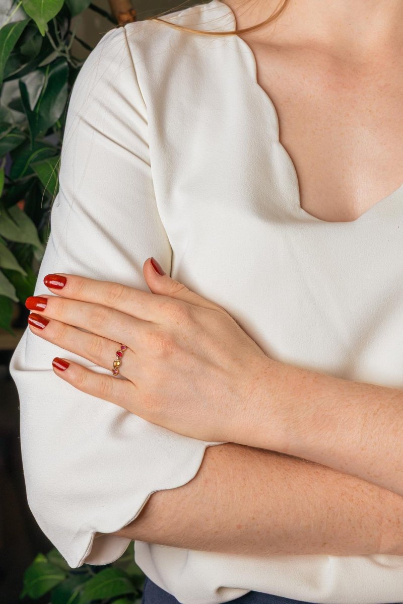 Mellerio Bague Anneau Indra Rose Or rose Saphir - Castafiore