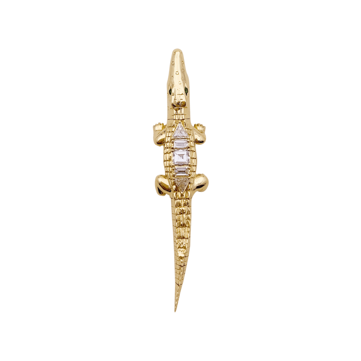 Mono boucle d'oreille BIBI VAN DER VELDEN "Alligator" en or jaune et diamants - Castafiore