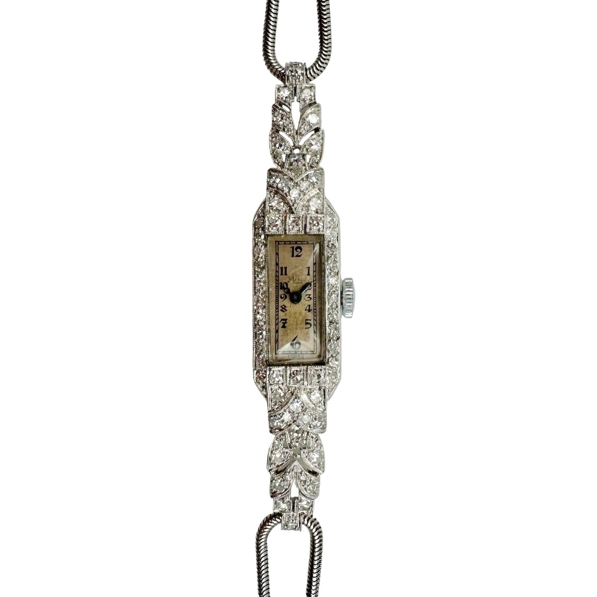Montre Art Déco en platine et diamants - Castafiore