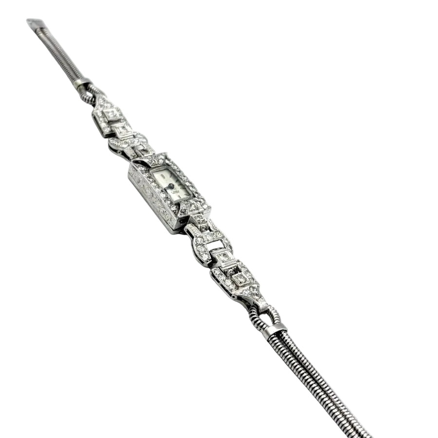Montre Art-Déco en platine, or et diamants - Castafiore