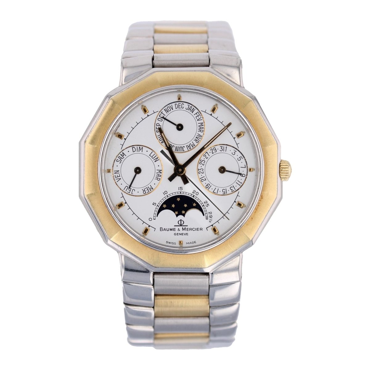 Montre BAUME ET MERCIER Riviera calendrier en acier et or - Castafiore