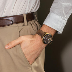 Montre BAUME & MERCIER "Clifton Club" en bronze et cuir - Castafiore
