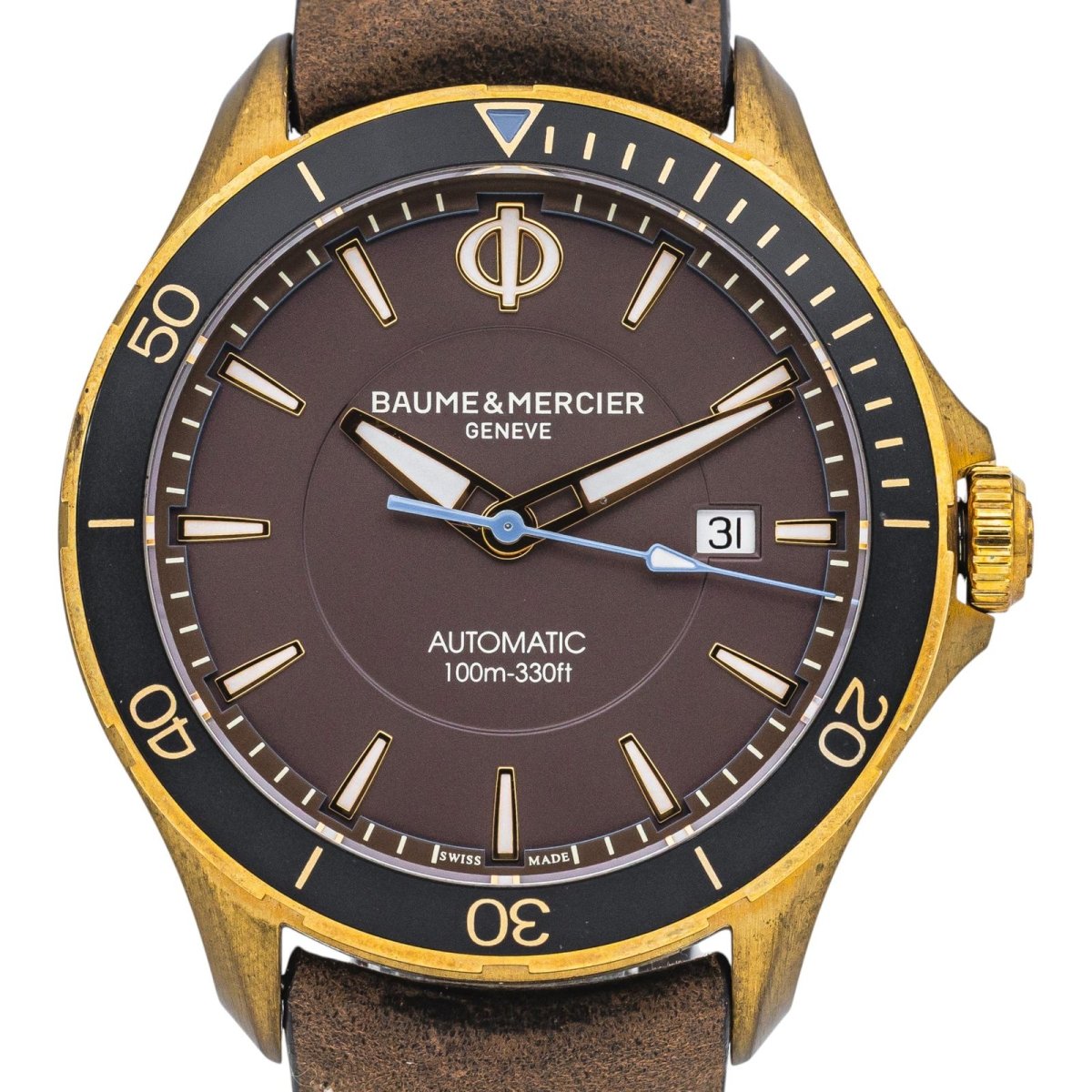 Montre BAUME & MERCIER "Clifton Club" en bronze et cuir - Castafiore