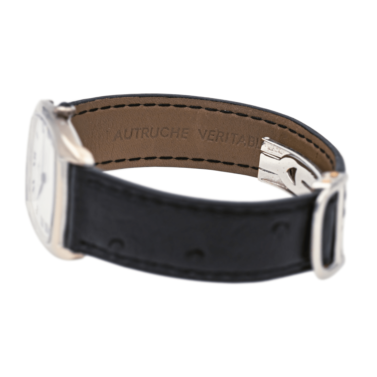 Montre BAUME & MERCIER en or blanc, saphir et cuir - Castafiore