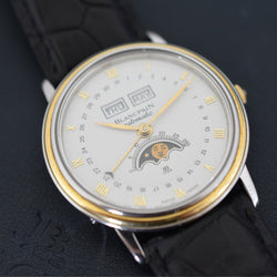 Montre BLANCPAIN "Villeret" en or jaune, acier et cuir - Castafiore