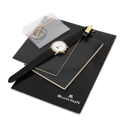 Montre BLANCPAIN "Villeret" en or jaune, acier et cuir - Castafiore