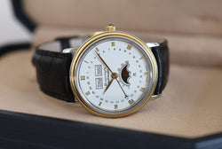 Montre BLANCPAIN "Villeret" en or jaune, acier et cuir - Castafiore